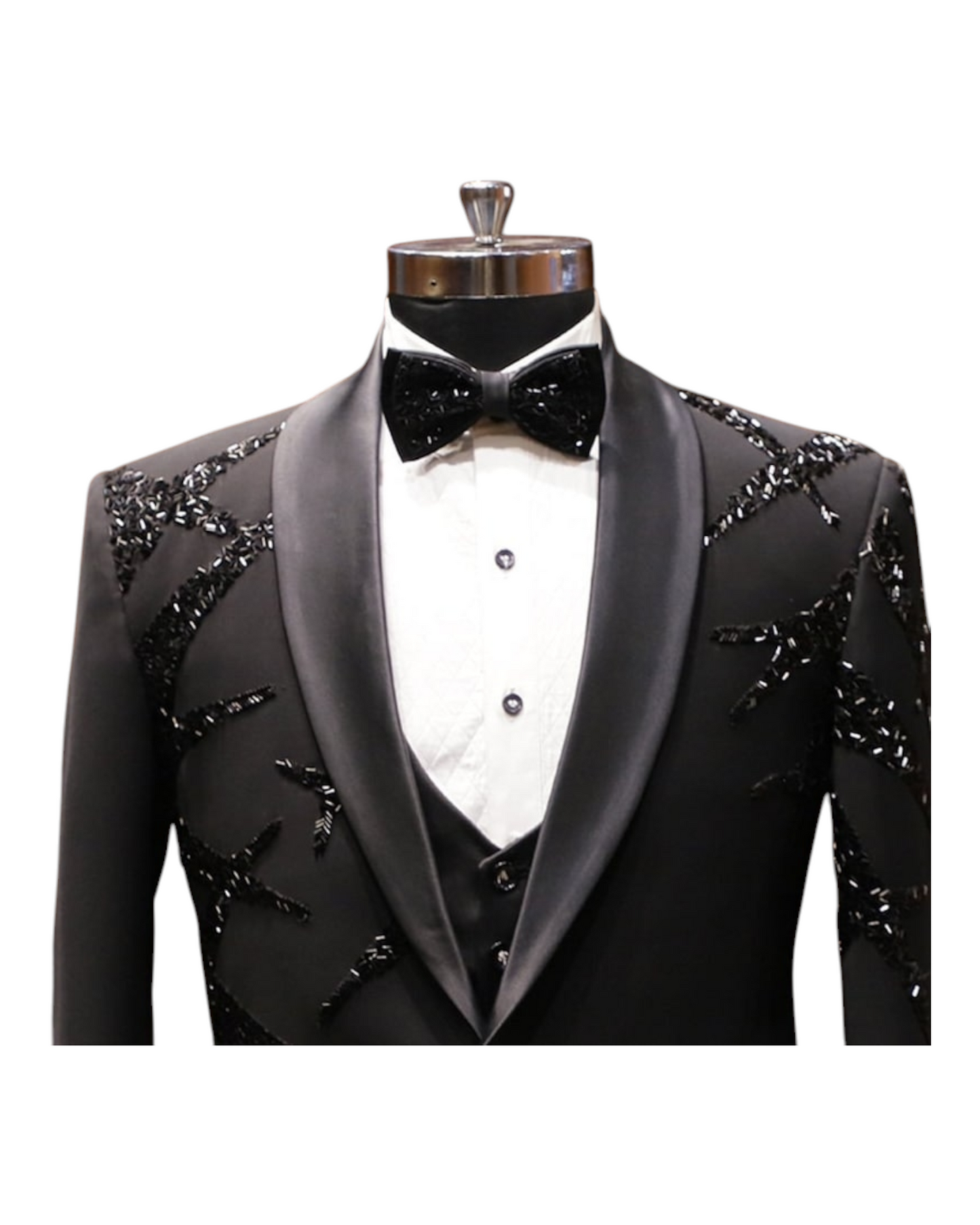 Designer Hand Embroidered Men's Black Wedding Suit Party Wear Dinner Suit Bespoke For Men, Wedding Suit For Men