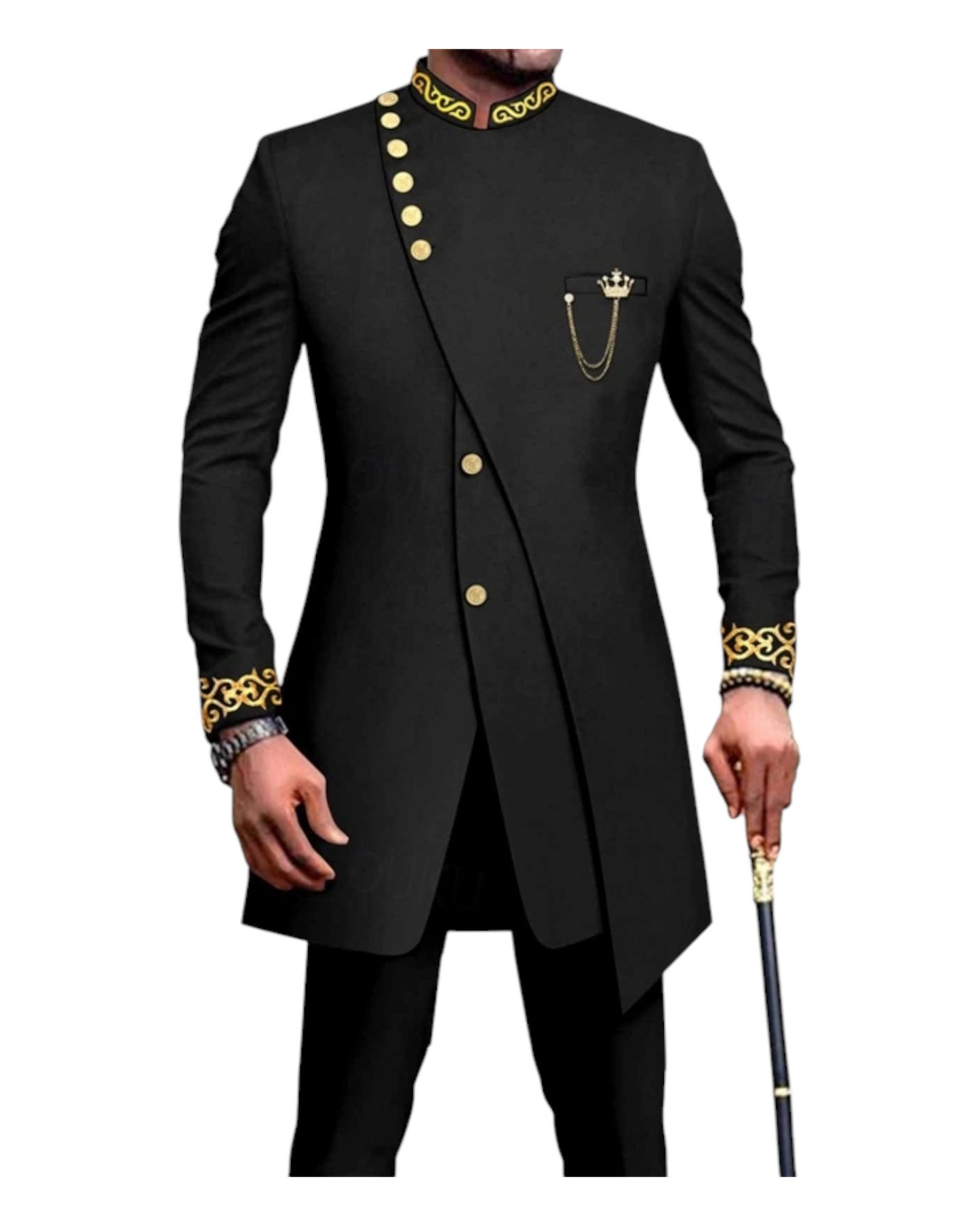 Men's Africa Festival Suits 2 Piece Patterned Tailored Fit Single Breasted More-button