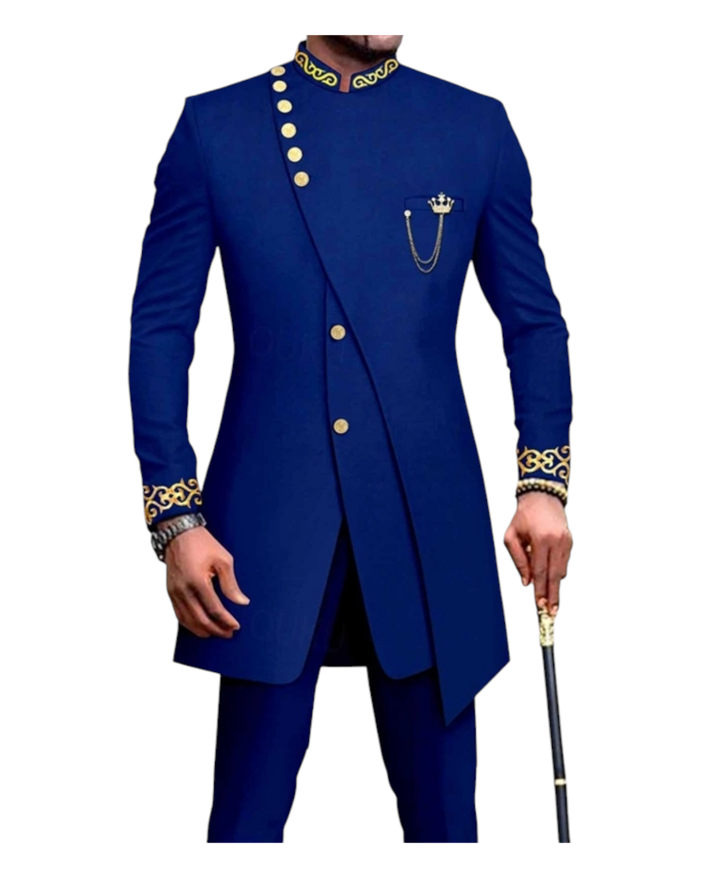 Men's Africa Festival Suits 2 Piece Patterned Tailored Fit Single Breasted More-button