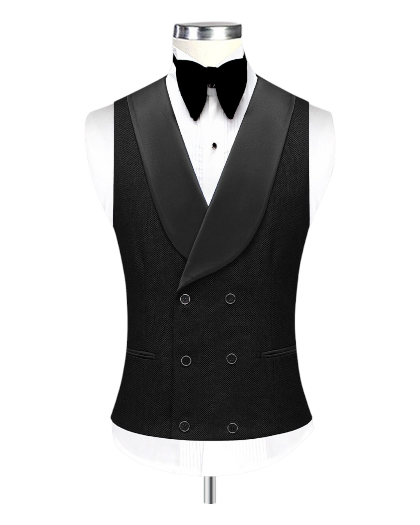 Tuxedo Suit With Satin Black Shawl Lapel With Vest Coat Bow, Men 3Piece  Wedding Party Suit