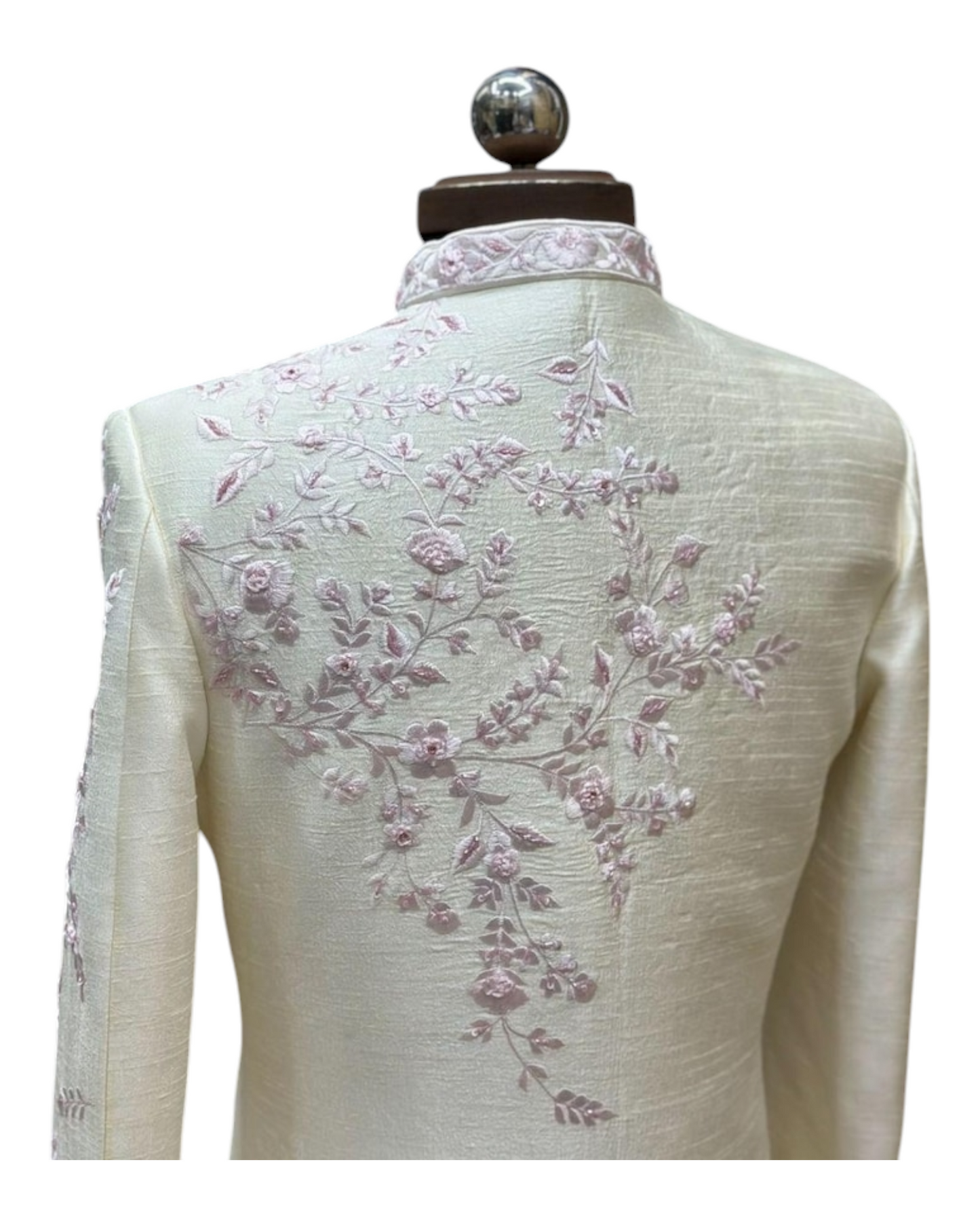 Men's Off White Raw Silk Thread and Hand Work Embroidery Sherwani Set | Designer Exclusive Stylish Groom Sherwani Set