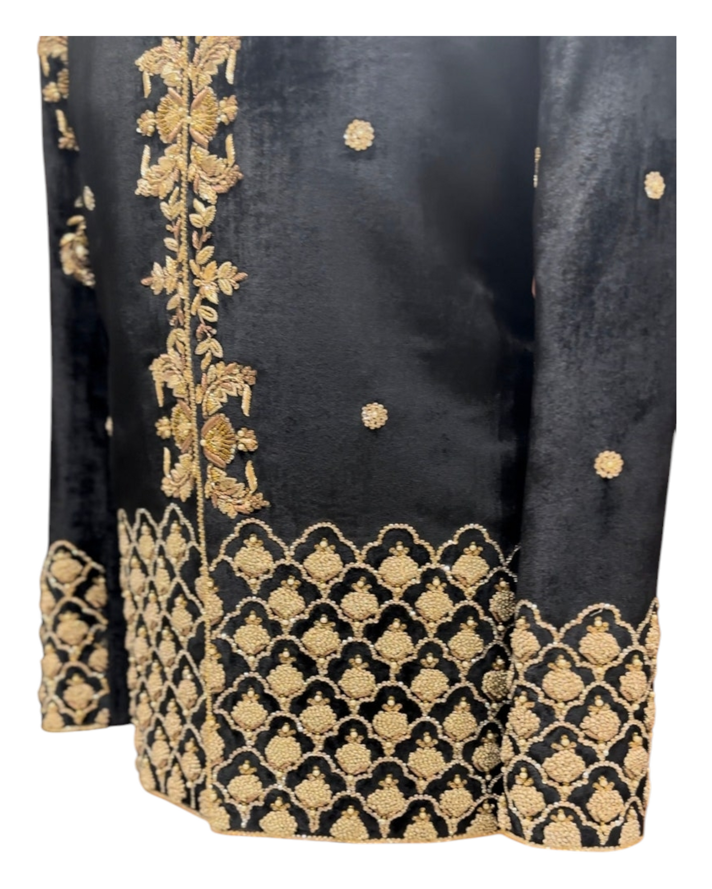 Black Velvet Prince Coat for Men, handmade Embroidry Golden Work Prince Coat for Groom, Wedding Coat for Men,