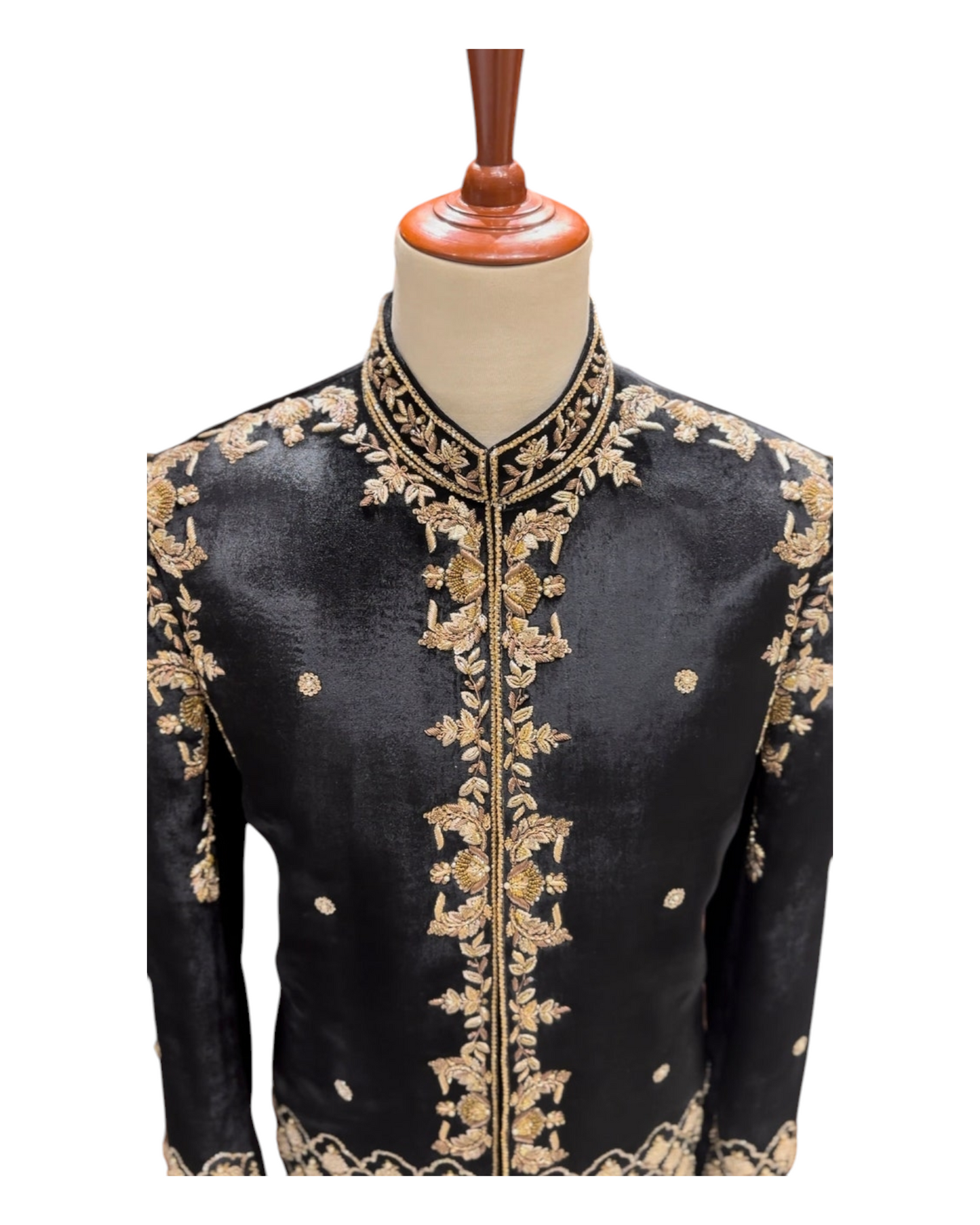 Black Velvet Prince Coat for Men, handmade Embroidry Golden Work Prince Coat for Groom, Wedding Coat for Men,