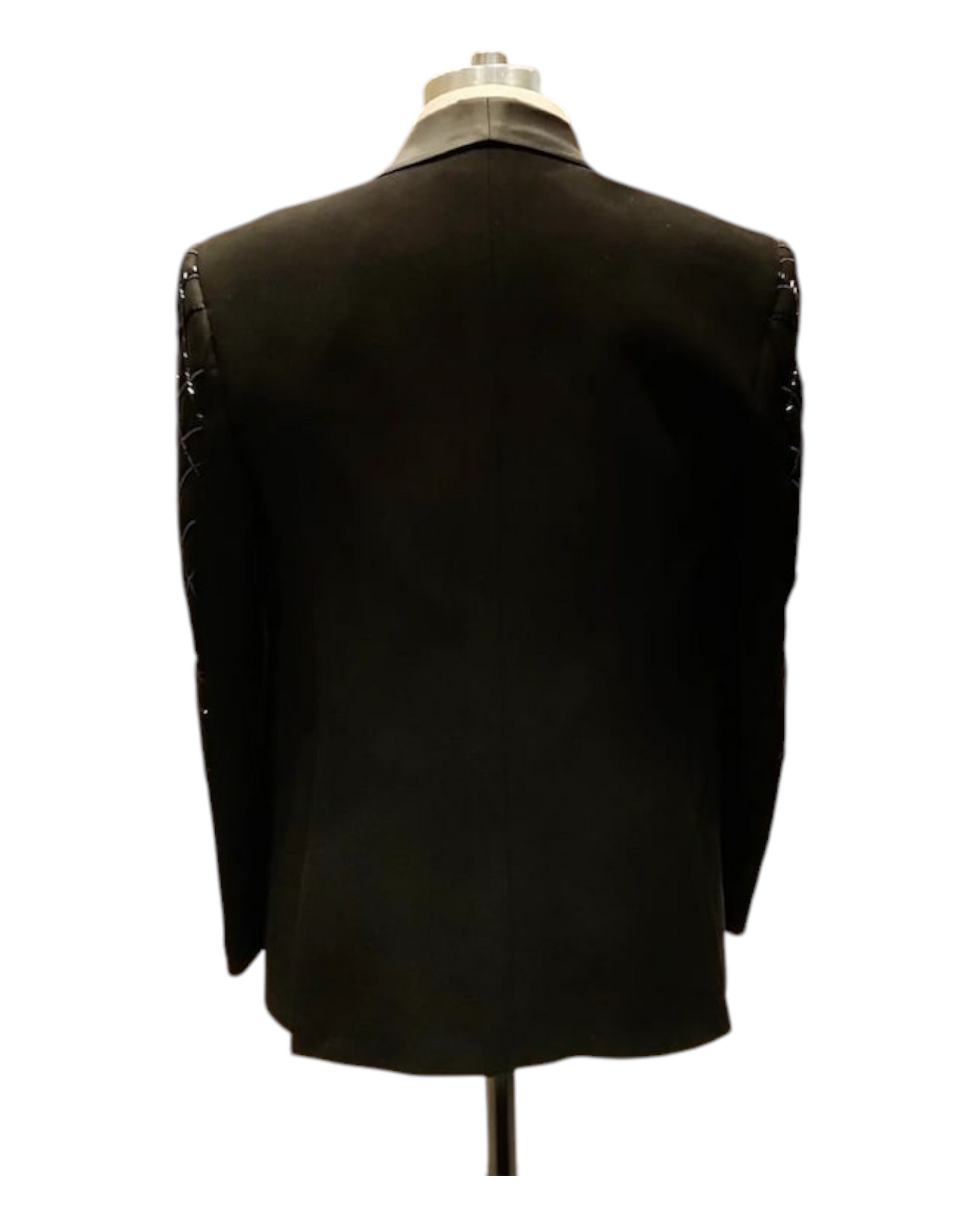 Men Black Embroidery Tuxedo Suit , Wedding Suit
