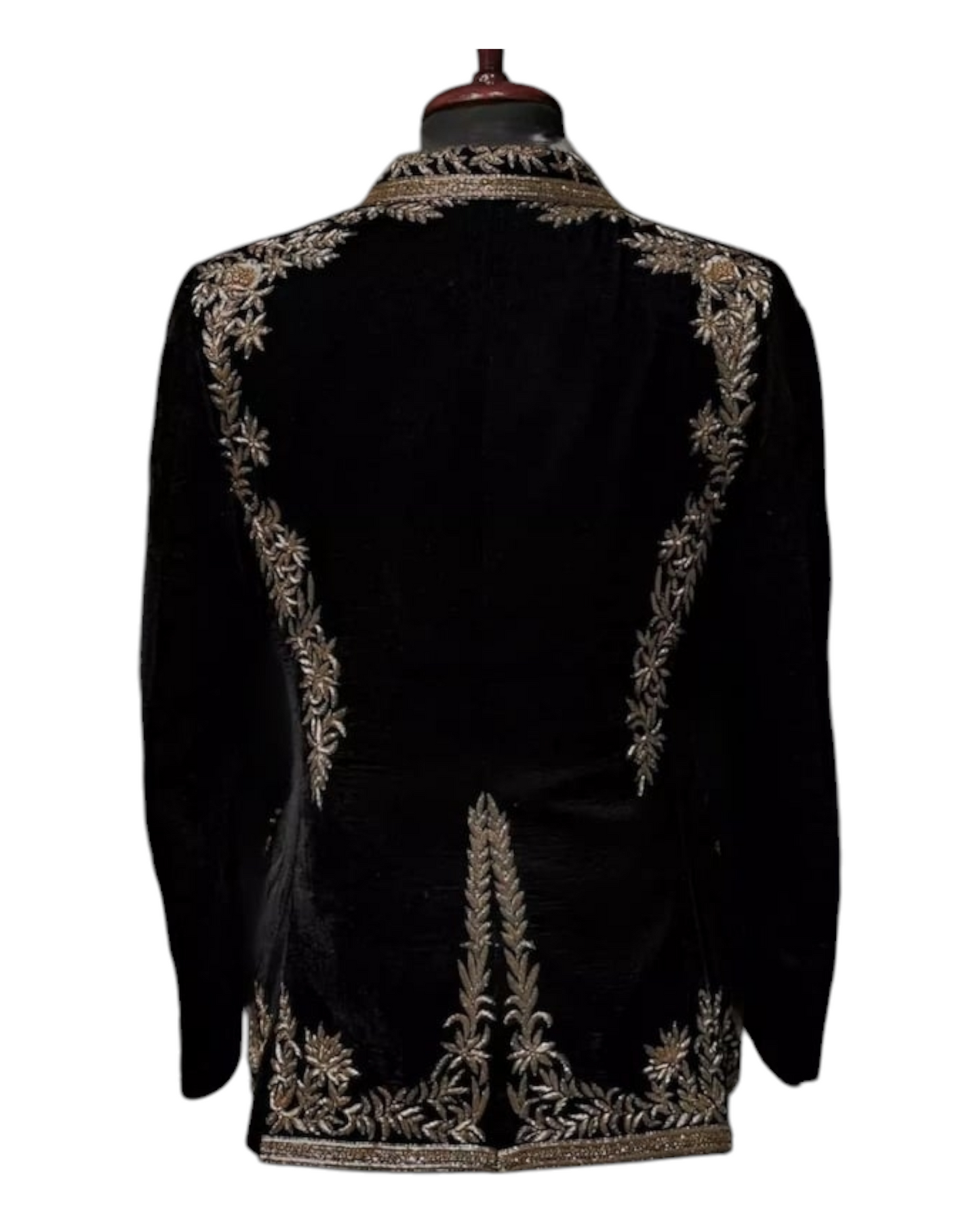 Royal Black Hand embroidered Tuxedo suit, zari golden work tuxedo suit, Indian wedding suit, tuxedo