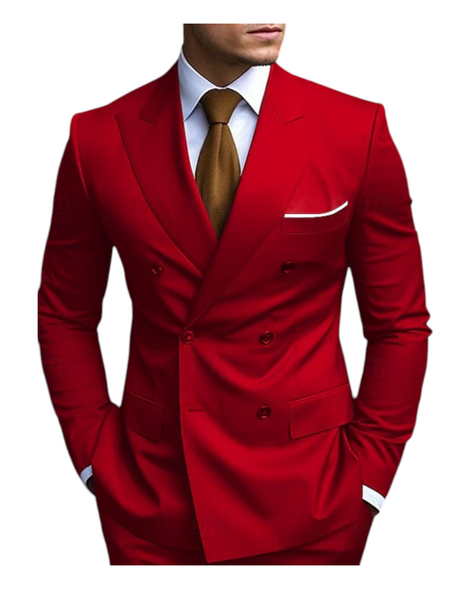 Stylish Red Double Breasted Suit for Men - Elegant Fashion - Tailored Suit