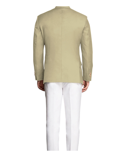 Men's Khaki Wool Jodhpuri Suit With White Formal Pant