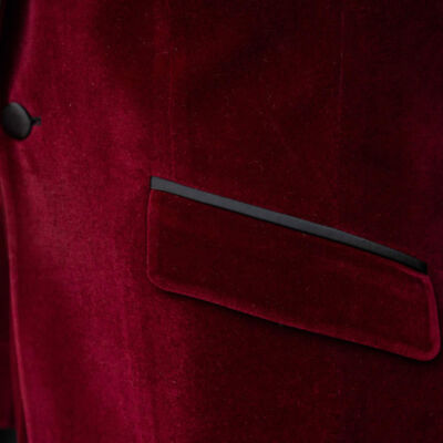Men's Maroon Velvet Wedding Suits 3 pc Black Lapel & Button Slim Fit Groom DB Suits Prom Suits Party Suits