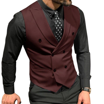 Men's Waistcoat Double Breasted Business and Wedding Outwear