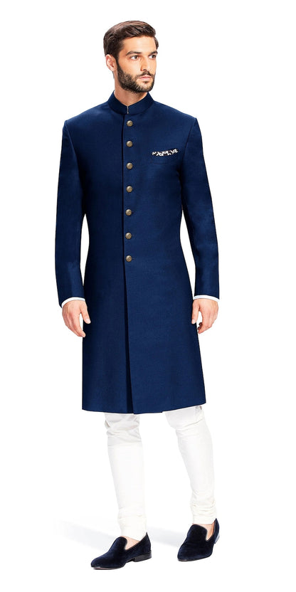 Men's Classic Traditional Long Nawabi, Indowestern Paired Ivory Dress Pant