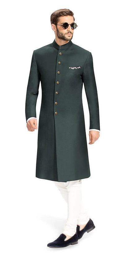 Men's Classic Traditional Long Nawabi, Indowestern Paired Ivory Dress Pant