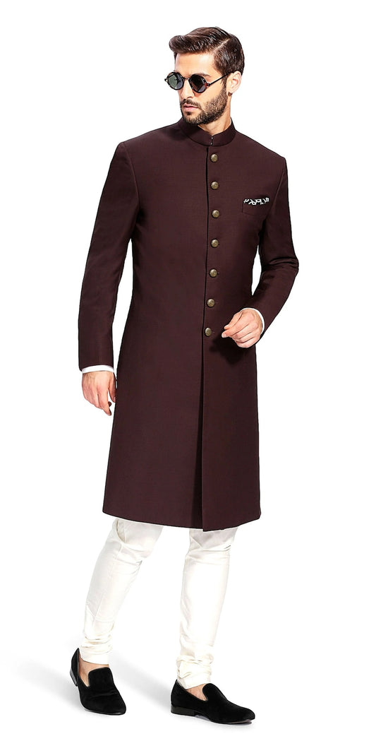 Men's Classic Traditional Long Nawabi, Indowestern Paired Ivory Dress Pant