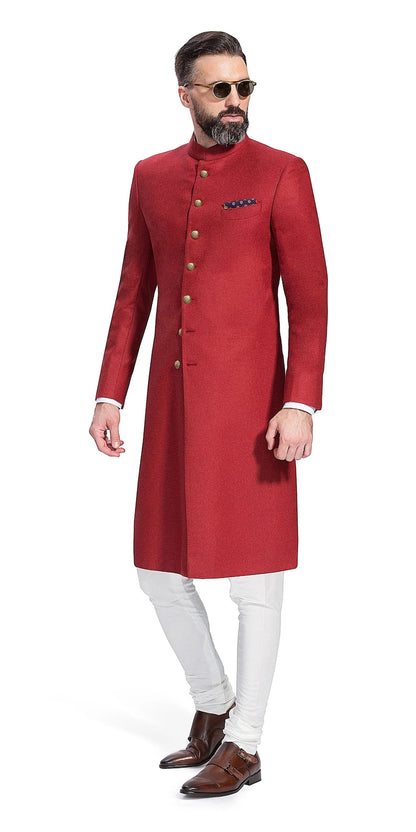 Men's Classic Traditional Long Nawabi, Indowestern Paired Ivory Dress Pant