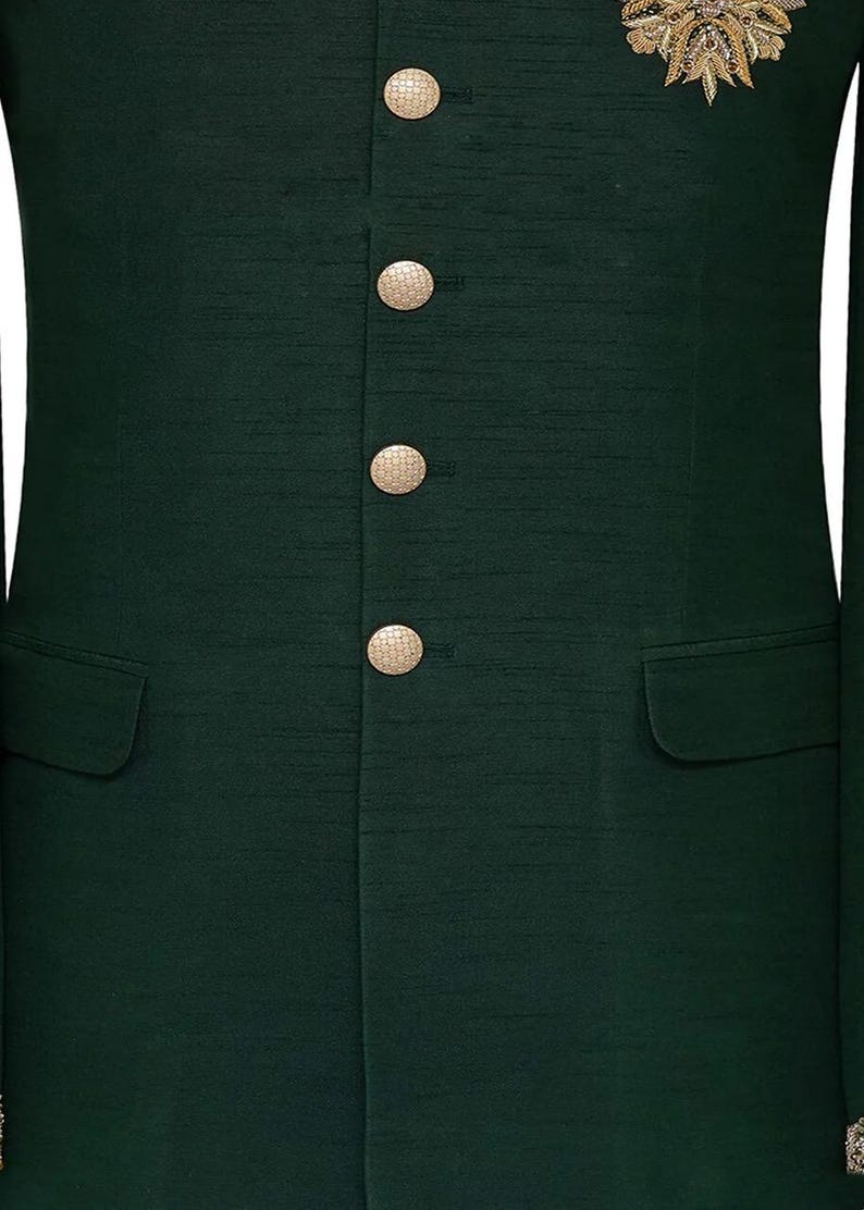 Green silk embroidered hand embroidered jodhpuri suit men for groom and wedding,Men Bandhgala Party Suit
