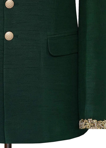 Green silk embroidered hand embroidered jodhpuri suit men for groom and wedding,Men Bandhgala Party Suit