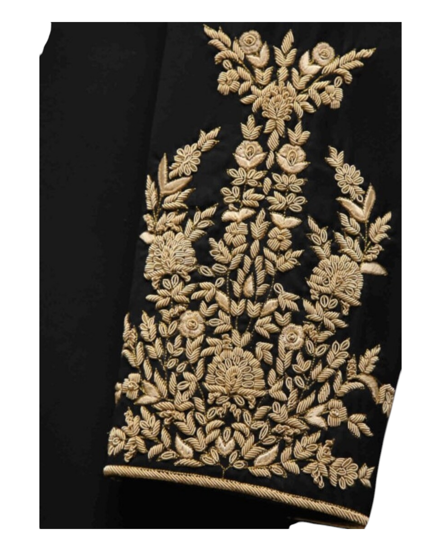 Men's Black Handcraft Indowestern Suit, Hand-Made Golden Embroidery Zari Work Sherwani